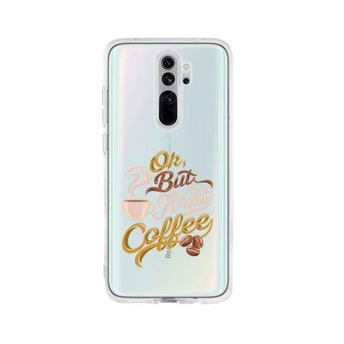 Redmi Note 8 Pro Coffee Desenli Premium Şeffaf Silikon Kılıf