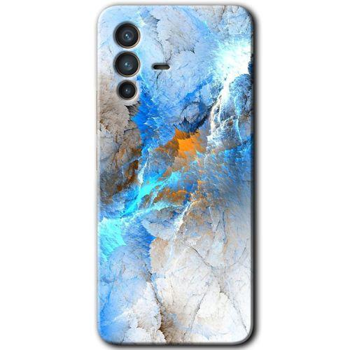 Vivo V23 5G Kılıf HD Desen Baskılı Arka Kapak+Temperli Cam - Mavi Buzul