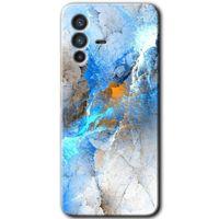 Vivo V23 5G Kılıf HD Desen Baskılı Arka Kapak+Temperli Cam - Mavi Buzul