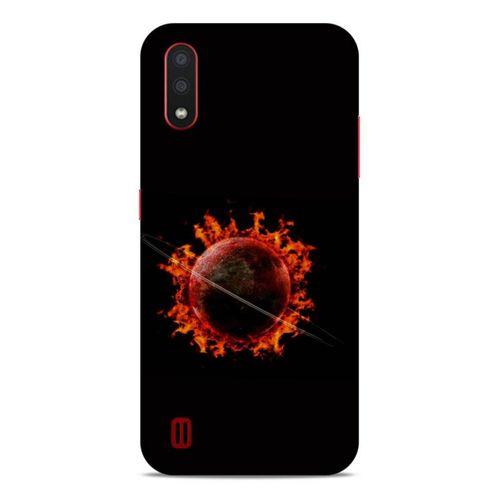 Lopard Samsung Galaxy A01 Uyumlu Kılıf FireX (47) Crystal Flex Kılıf Satürn Ateşi