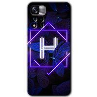 Redmi Note 11 Pro Plus 5G Kılıf HD Desen Baskılı Arka Kapak - Dark Neon Yaprak H Harfi + Kırılmaz Cam