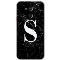 General Mobile GM 8 Kılıf HD Desen Baskılı Arka Kapak - Siyah Mermer Desenli S Harfi