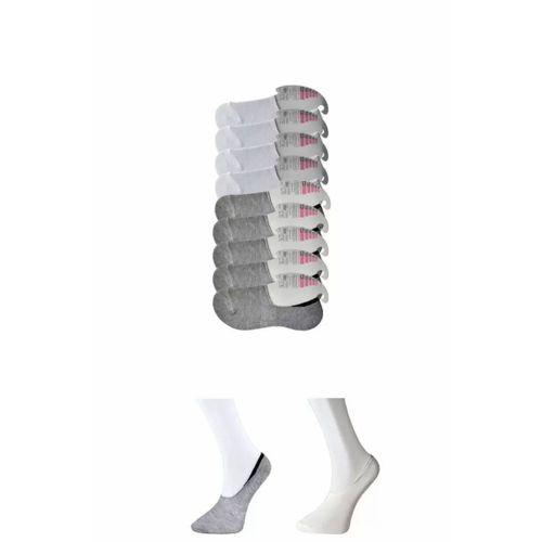 Gri ve Beyaz Kadın Babet Çorap 9 çift