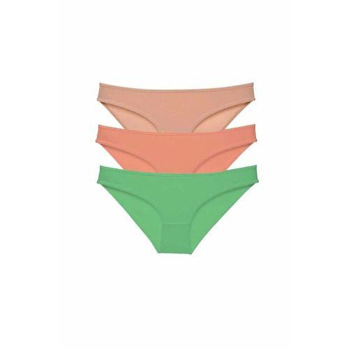3 adet Süper Eko Set Likralı Kadın Slip Külot Ten Pudra Yeşil