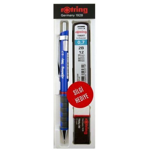 Rotring Tikky Versatil Kalem Min Silgi 3 lü Set 0,7 Mm Mavi - Orjinal