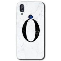Vestel E5 Kılıf HD Desen Baskılı Arka Kapak - Beyaz Mermer Desenli O Harfi + Kırılmaz Cam