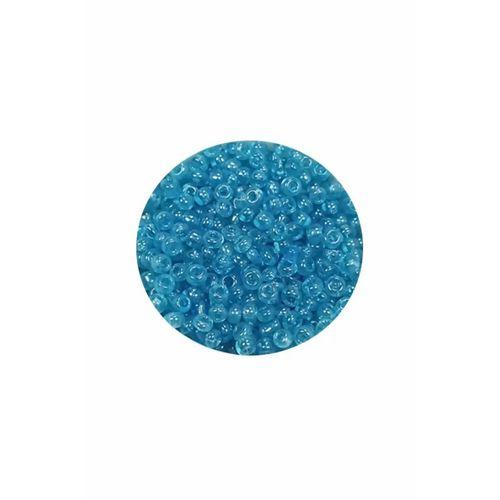 Dökme Cam Kum Boncuk (11/0) 2 mm - 60 Gram -  Şeffaf Koyu Camgöbeği - BNC061