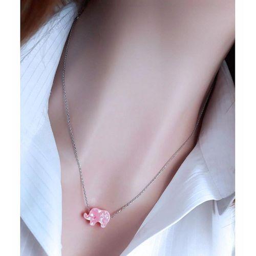 Pembe Fil Resin Taş Kolye