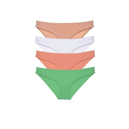 4 Adet Süper Eko Set Likralı Kadın Slip Külot Ten Beyaz Pudra Yeşil
