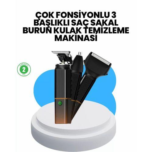 3’ü 1 Arada Erkek Bakım Makinesi – Paslanmaz Çelik Başlıklı Şarjlı Tıraş Seti