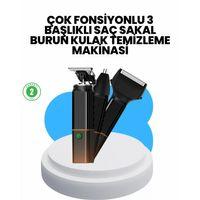 3’ü 1 Arada Erkek Bakım Makinesi – Paslanmaz Çelik Başlıklı Şarjlı Tıraş Seti