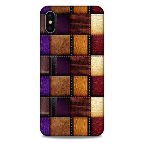Apple iPhone XS Max Kılıf Patchwork (13) Silikon Kap Mor Turuncu