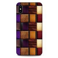 Apple iPhone XS Max Kılıf Patchwork (13) Silikon Kap Mor Turuncu
