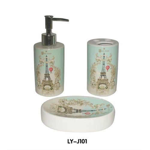 Seramik Üçlü Banyo Seti Romantik Yeşil Model