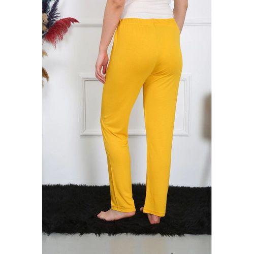 Kadın Pamuk Penye Tek Alt Pijama Sarı