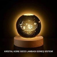 Ahşap Standlı Led Kristal Küre Lazer İşlemeli Dekoratif Obje
