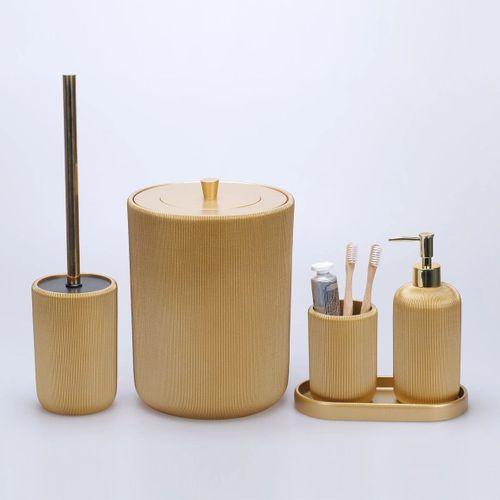 By Selim Lydia Altın 5 Parça Polyester Banyo Seti