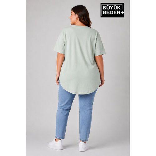 Süperlife Büyük Beden Kadın Bisiklet Yaka Basic Oval Etek Detalylı 3xl-6xl Uzun Tunik SPR26BTSK502