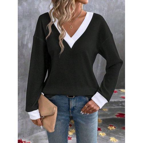 Kadın Uzun Kollu V Yakalı Waffle Bluz