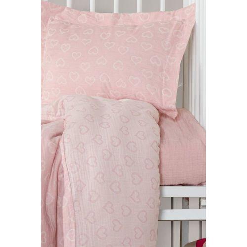 Kanz Jakarlı Müslin Bebek Nevresim Takımı Knz-013 Heart Pembe