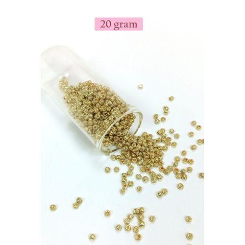 Dökme Cam Kum Boncuk (8/0) 3 mm - 20 Gram - Altın Rengi - BNC144