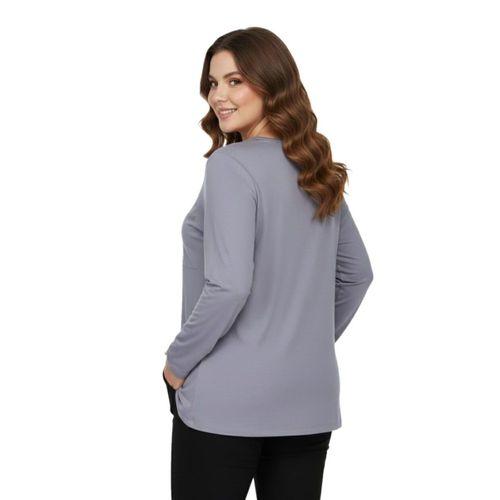 Kadın Gri Sıfır Yaka Taşlı Bluz BGL-ST05151