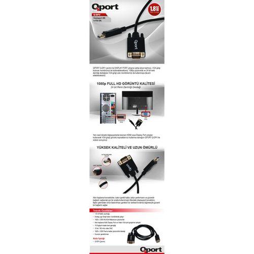 QPORT Q-DPV DISPLAY PORTUNDAN VGA 1,8 METRE ÇEVİRİCİ KABLO