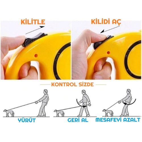 Süslüpati Otomatik Uzayan Köpek Tasması Mavi 3 Metre