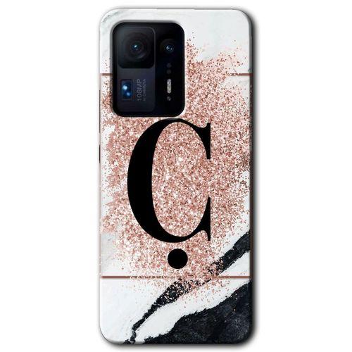Potkal Hediye Fabrikası Xiaomi Mi Mix 4 Kılıf HD Desen Baskılı Arka Kapak - Pembe Mermer Desenli Ç Harfi