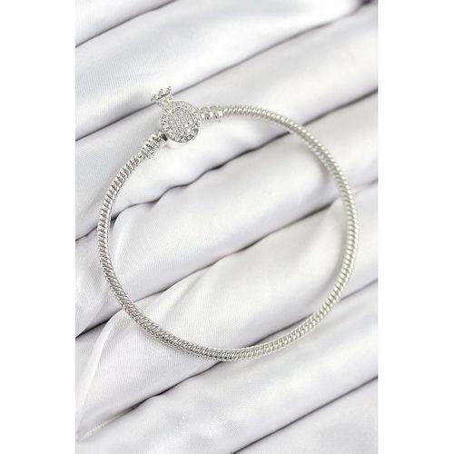 Pirinç Charm Zirkon Taşlı Taç Model Gümüş Renk Kadın Bileklik