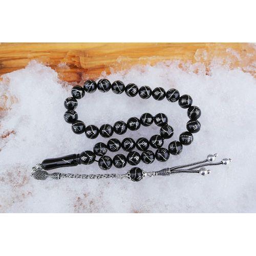 Oltu Taşı Küre Model Tek Zikzak Dokuzlu Baklava İşlemeli Tespih