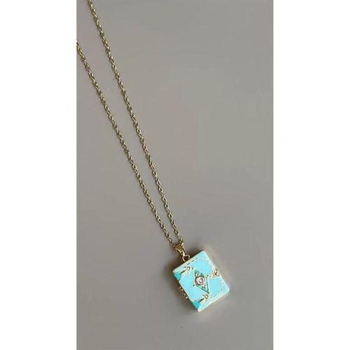 Etnik Desen Kapaklı Kolye - Mavi