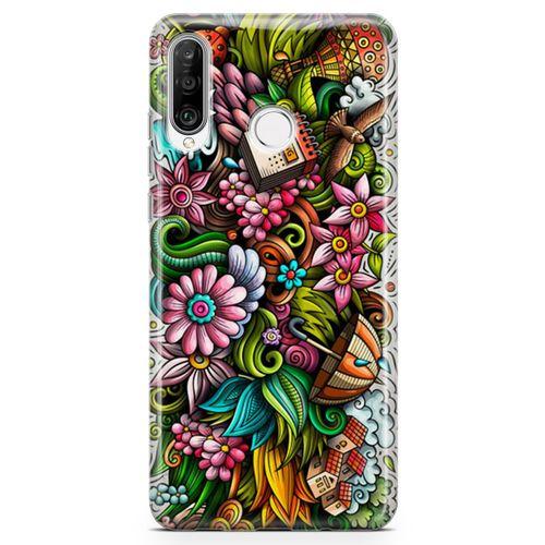 Huawei P30 Lite Kılıf Spring Doodle Arka Kapak Koruma Desenli Full Koruyucu