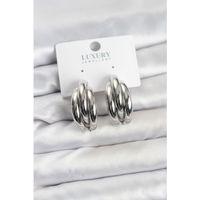 Gümüş Renk Pirinç Yarım Halka Model Kadın Küpe - TJ-BKP11603