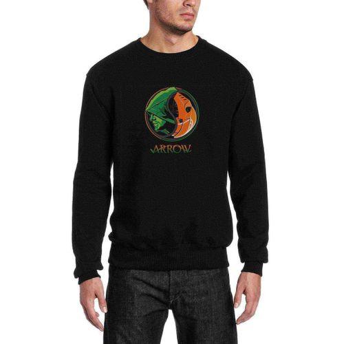 Arrow Baskılı Siyah Erkek Sweatshirt