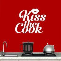 Kiss The Cook Silüeti Mutfak Dekoratif Duvar Sticker, Çıkartma