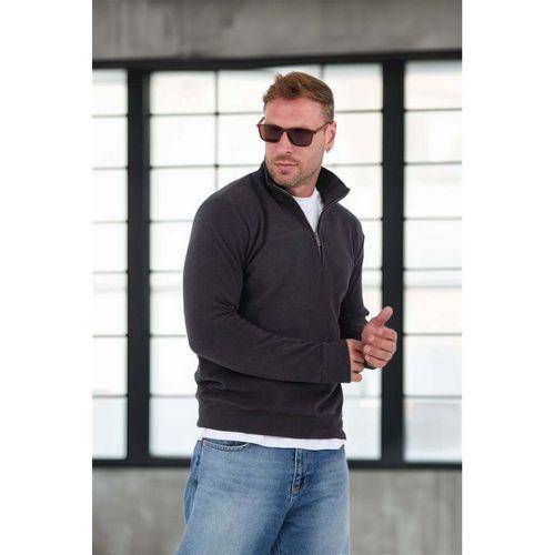 Selanik Örme Yarım Fermuar Erkek Sweatshirt - Antrasit