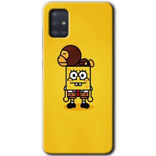 Galaxy A51 Kılıf HD Desen Baskılı Arka Kapak - Sünger Bob + Kırılmaz Cam