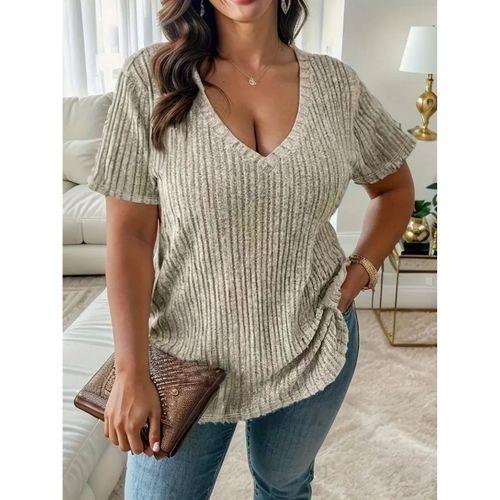 22Kadın Kısa Kollu V Yaka Fitilli Kaşkorse Bluz