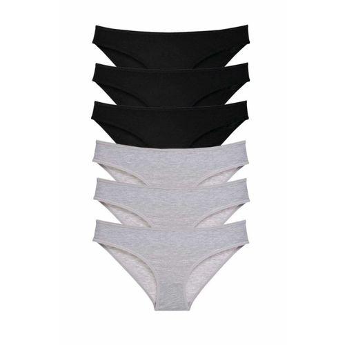 6 adet Süper Eko Set Likralı Kadın Slip Külot Siyah Gri