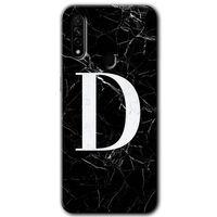 BeRa Aksesuar Oppo A31 Kılıf Baskılı Kapak - Siyah Mermer Desenli D Harfi +Tam Kaplayan Mat Seramik