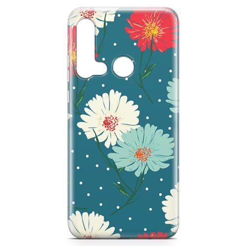 Huawei Nova 5i Kılıf Karlı Çiçekler Arka Kapak Koruma Desenli Full Koruyucu