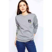 Watercolor Lion Baskılı Gri Kadın Sweatshirt