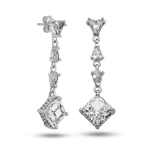 Gümüş Ice Cut Zirkon Taşlı Işıltılı Kadın Küpe