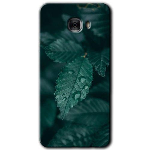 MRCİLETİSİM MRCİLETİSİM Samsung Galaxy C9 Pro Kılıf HD Desen Baskılı Arka Kapak + Temperli Cam - Yağmurlu Yaprak