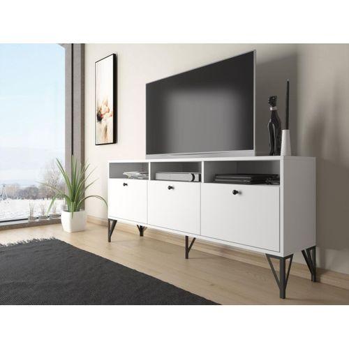 Wood'n Love Rhea 160 Cm Dolaplı, Minifiks Bağlantı, Geniş Tv Ünitesi - Konsol - Beyaz / Siyah