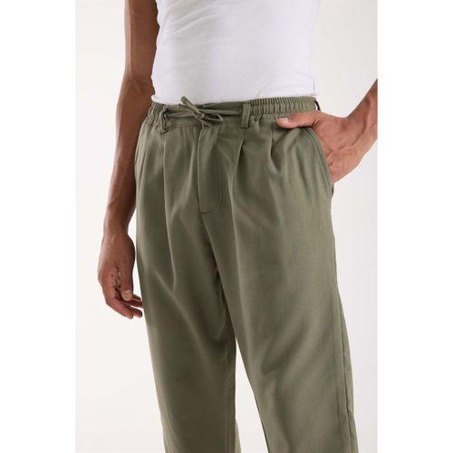 Bezayağı Kumaş Relax Fit Duble Paça Jogger Pantolon - Avcı Yeşili