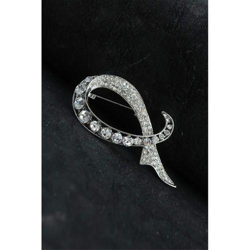 Zirkon Taşlı Metal Broş