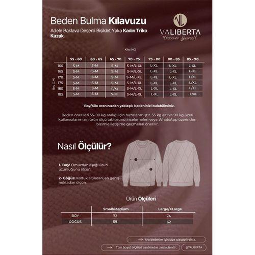 Adele Baklava Desenli Bisiklet Yaka Kadın Triko Kazak - İndigo