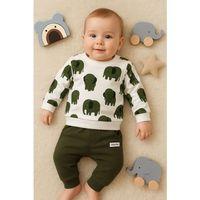 Fil Desenli 2'li % 100 Pamuk Erkek Bebek Takımı